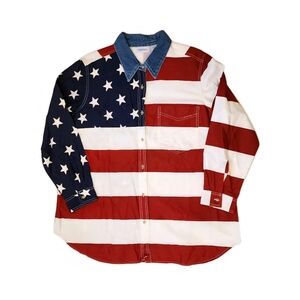 Capistrano Button Down USA Shirt Women’s Size 18 Red White Blue NWT